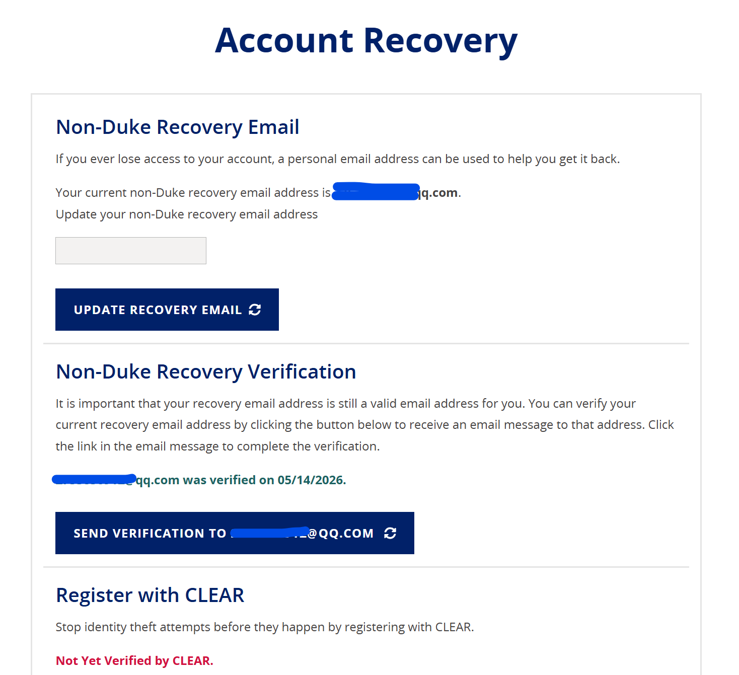 Recovery Email 验证页面
